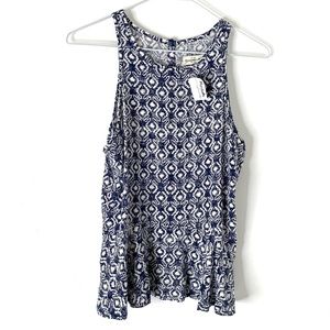 Abercrombie & Fitch Blue White Geometric Dot Tank Top NWT Scoop Neck